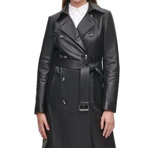Karl Lagerfeld Leather Trench Coat, (XS) NWT. Rare find!